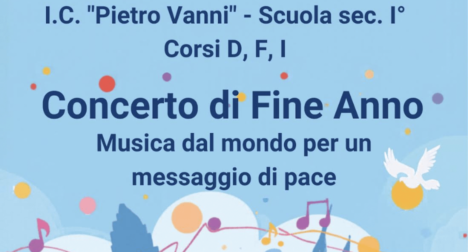 Concerto di Fine Anno IC Vanni mercoledì 27 maggio ore 18:15